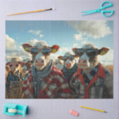 Decoupage grillige Koeien staan in het veld Tissuepapier (Craft)