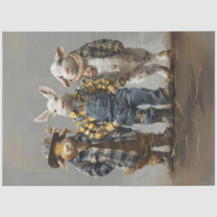 Decoupage grillige konijn, geit, schapenhouders tissuepapier