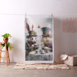 Decoupage grillige konijnen in Alice Wonderland Stof