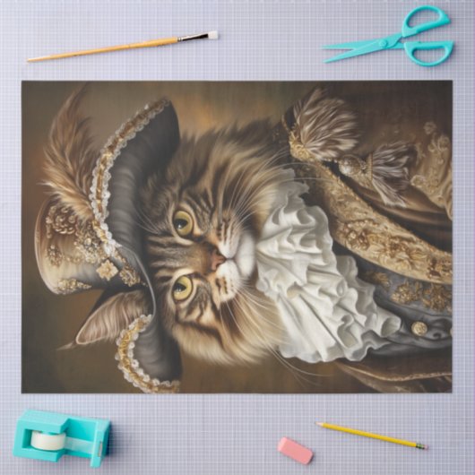 Decoupage grillige koninklijke kat Franse kleding Tissuepapier (Craft)