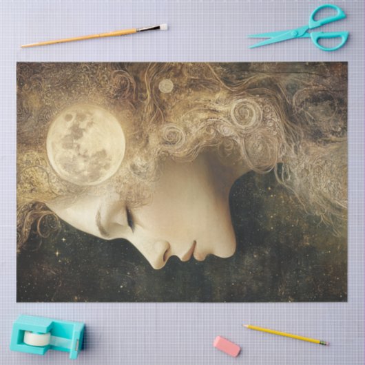 Decoupage grillige Lady Hemelse Maan Elementen Tissuepapier (Craft)
