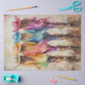 Decoupage grillige levendige gekleurde cowgirls tissuepapier (Craft)