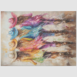 Decoupage grillige levendige gekleurde cowgirls tissuepapier