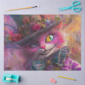 Decoupage grillige levendige gekleurde kat in een  tissuepapier (Craft)