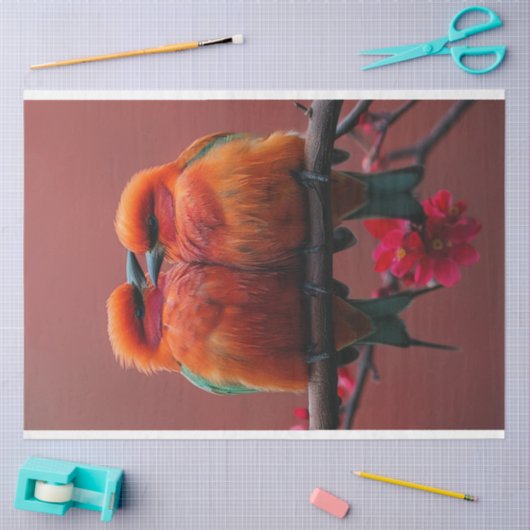 Decoupage grillige levendige gekleurde Tortelduifj Tissuepapier (Craft)