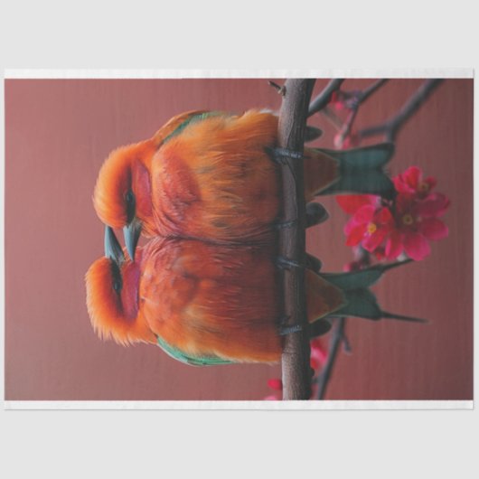 Decoupage grillige levendige gekleurde Tortelduifj Tissuepapier (Voorkant)