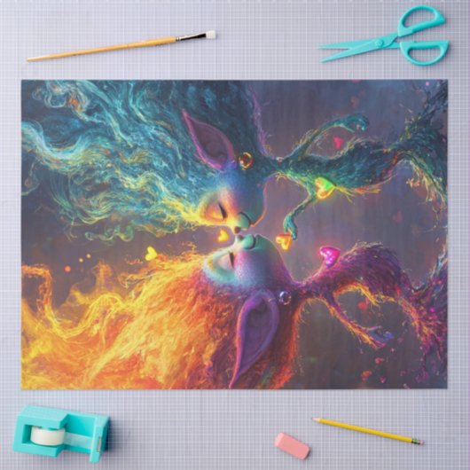 Decoupage grillige levendige hart fee personages tissuepapier (Craft)