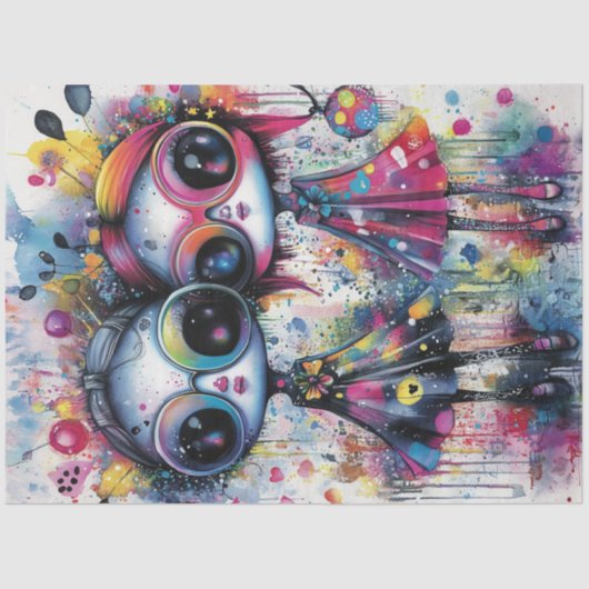 Decoupage grillige levendige meisje personages tissuepapier (Voorkant)