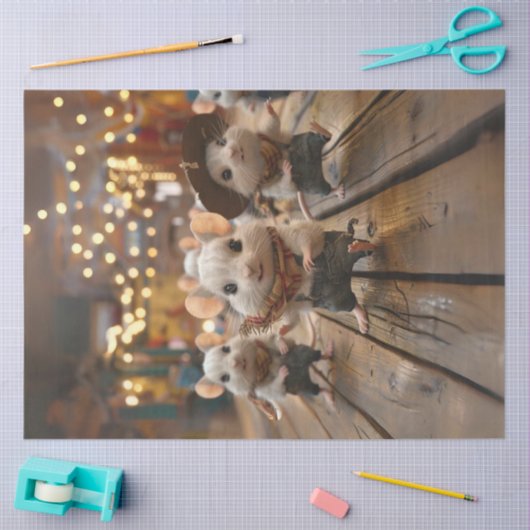 Decoupage grillige lijn dansen muizen tissuepapier (Craft)