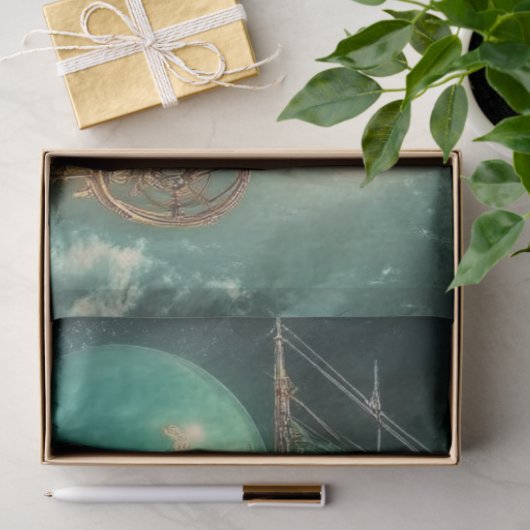 Decoupage grillige luchtschip hete luchtballon gre tissuepapier (Geschenk)