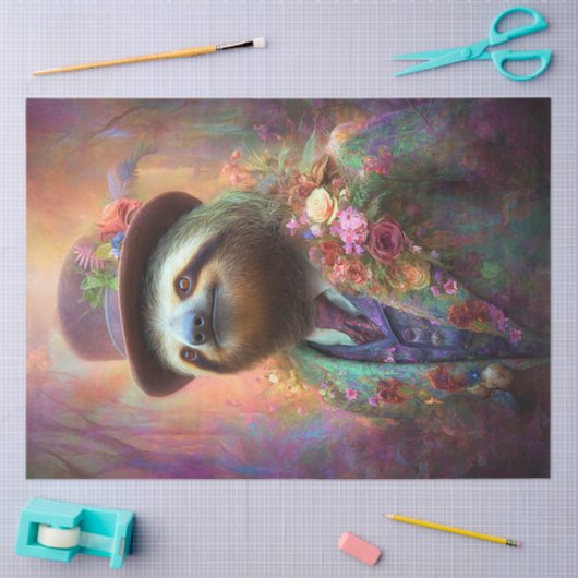 Decoupage grillige luiaard Floral Lapel Tissuepapier (Craft)