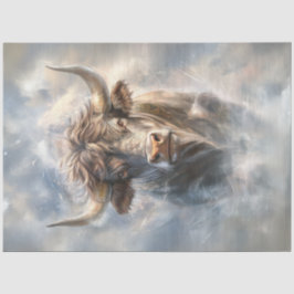 Decoupage grillige majestueuze stier grote hoorns tissuepapier