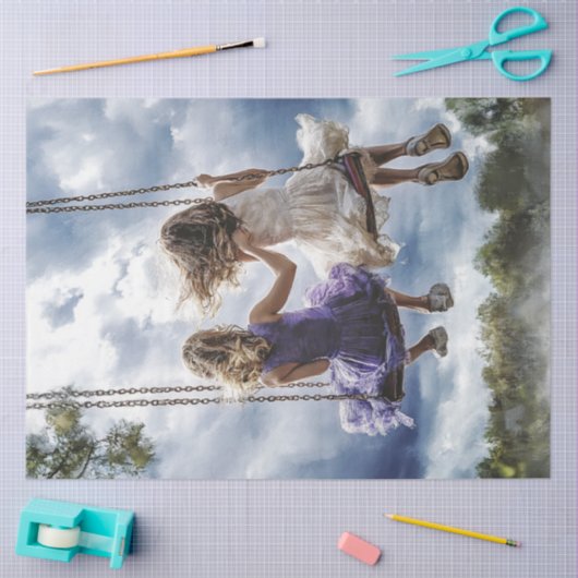 Decoupage grillige meisjes vriendschap swingend tissuepapier (Craft)