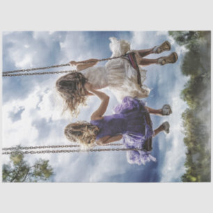 Decoupage grillige meisjes vriendschap swingend tissuepapier