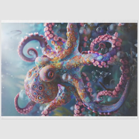 Decoupage grillige octopus fotografie tissuepapier (Voorkant)