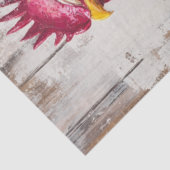 Decoupage grillige olie schilderij Haan Blauwgroen Tissuepapier (Detail)