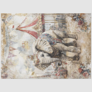 Decoupage grillige  olifant circus scene tissuepapier