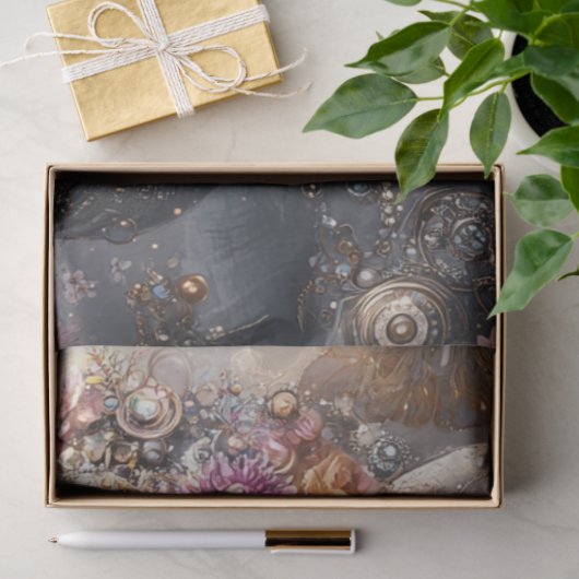 Decoupage grillige olifant sieraden versierd tissuepapier (Geschenk)