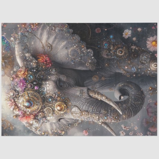 Decoupage grillige olifant sieraden versierd tissuepapier (Voorkant)