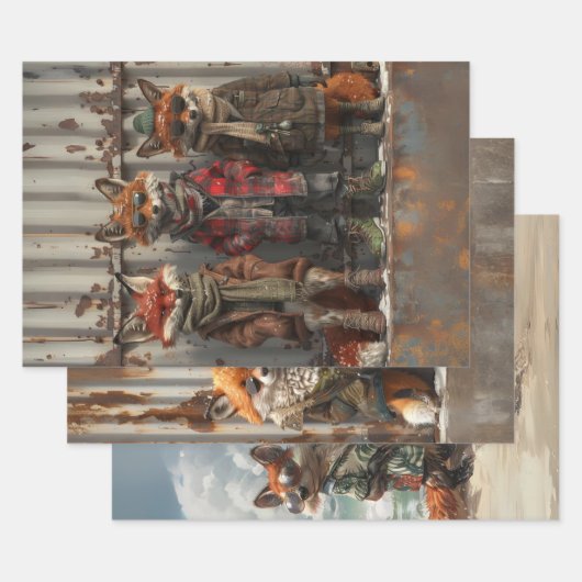 Decoupage grillige ondeugende Bretz FoxBrothers Inpakpapier Vel (Set)