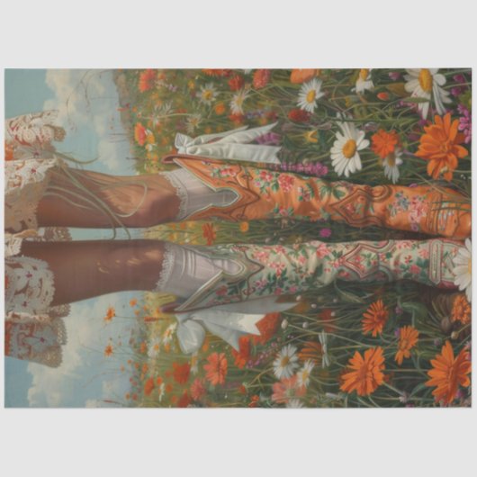 Decoupage grillige ongeëvenaarde cowboylaars voor  tissuepapier (Voorkant)