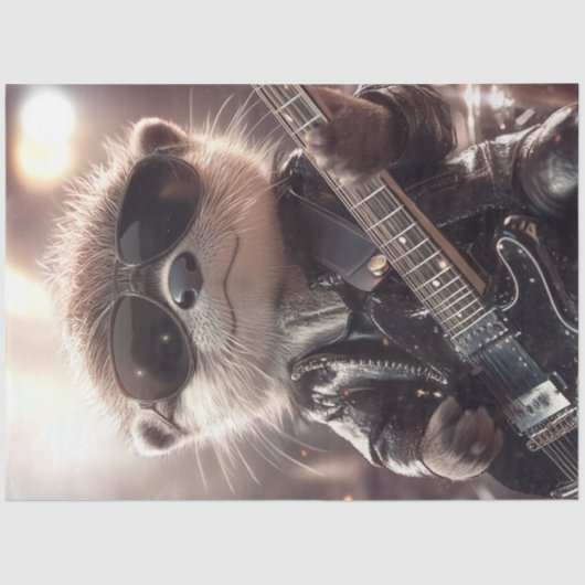 Decoupage grillige otter spelen gitaar tissuepapier (Voorkant)