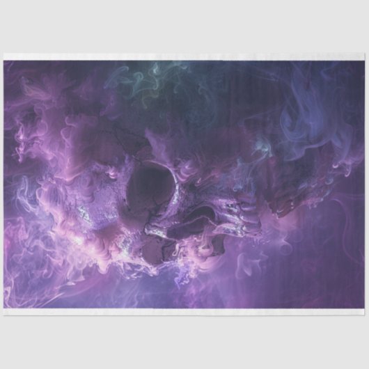 Decoupage grillige Paarse rook gloeiende schedel Tissuepapier (Voorkant)