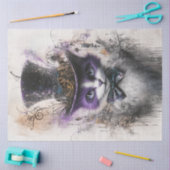 Decoupage grillige Paarse zwarte Cat Top Hat Tissuepapier (Craft)