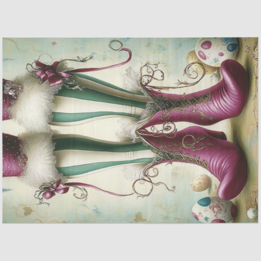 Decoupage grillige Pasen Gestreepte Kousen Eieren Tissuepapier (Voorkant)