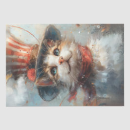 Decoupage grillige patriottische pootjes de kat tissuepapier