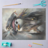 Decoupage grillige pinguïn is een prive tissuepapier (Craft)