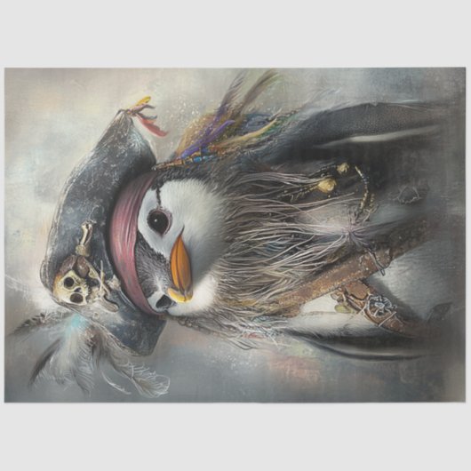 Decoupage grillige pinguïn is een prive tissuepapier (Voorkant)