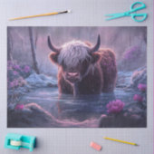 Decoupage grillige Pinkish Hue Highland Koe Pond Tissuepapier (Craft)