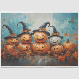 Decoupage grillige pompoen familie Herfst seizoen Tissuepapier