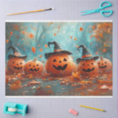 Decoupage grillige pompoen Jack-o-Lantern familie Tissuepapier (Craft)