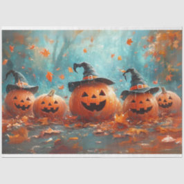 Decoupage grillige pompoen Jack-o-Lantern familie Tissuepapier