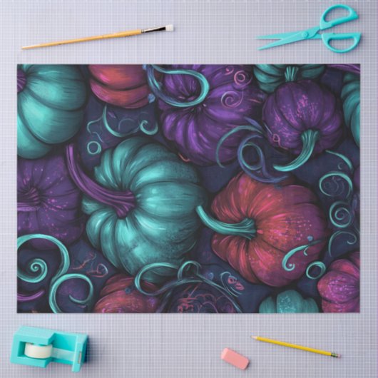 Decoupage grillige pompoenen Paarse Blauwgroen roo Tissuepapier (Craft)