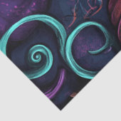 Decoupage grillige pompoenen Paarse Blauwgroen roo Tissuepapier (Detail)