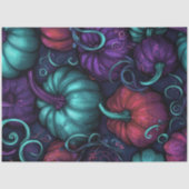 Decoupage grillige pompoenen Paarse Blauwgroen roo Tissuepapier (Voorkant)