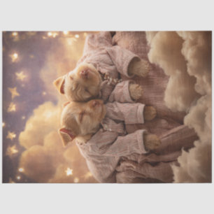 Decoupage grillige Puppies slapen op wolken Tissuepapier