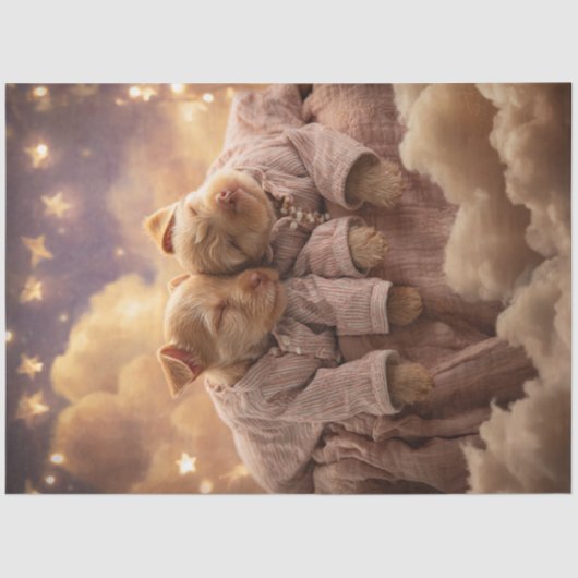 Decoupage grillige Puppies slapen op wolken Tissuepapier (Voorkant)