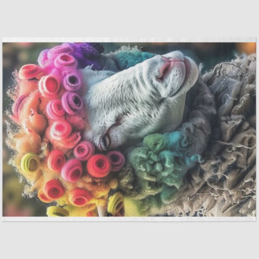 Decoupage grillige ram regenboog gekleurd tissuepapier (Voorkant)