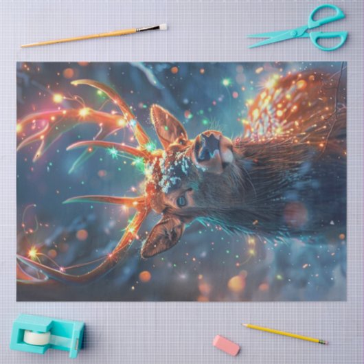 Decoupage grillige rendieren met lichten tissuepapier (Craft)