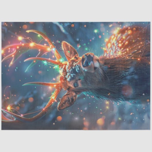 Decoupage grillige rendieren met lichten tissuepapier (Voorkant)