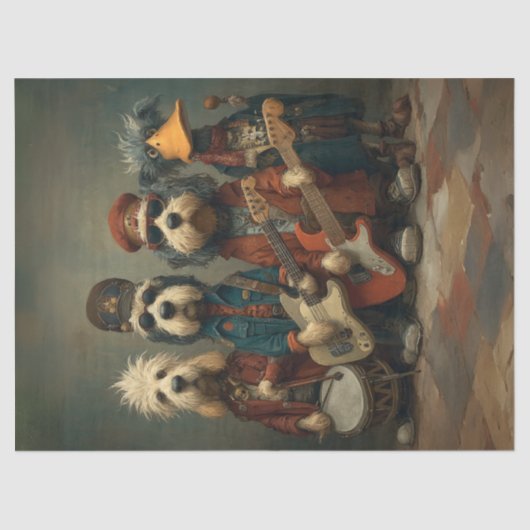 Decoupage grillige rockband Dogs Duck Tissuepapier (Voorkant)