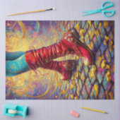 Decoupage grillige rode laarzen Fantasy kunstwerk Tissuepapier (Craft)