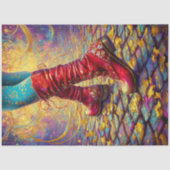 Decoupage grillige rode laarzen Fantasy kunstwerk Tissuepapier (Voorkant)