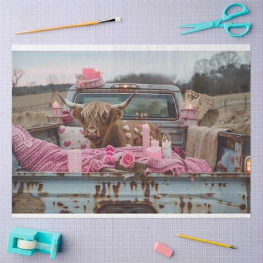 Decoupage grillige romantische setting Highland Ko Tissuepapier (Craft)