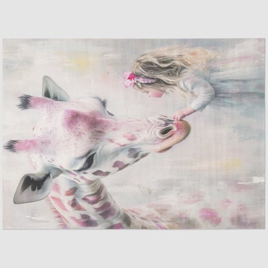 Decoupage grillige roze Giraffe Lil Girl Tissuepapier (Voorkant)