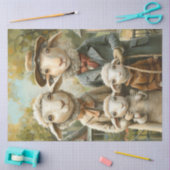 Decoupage grillige schapen familie met tweeling tissuepapier (Craft)